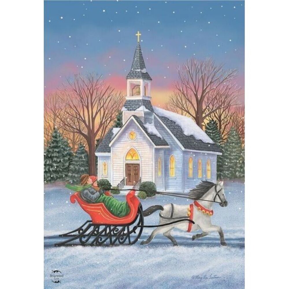 One Horse Open Sleigh‎ House Flag 28" x 40" Briarwood Lane